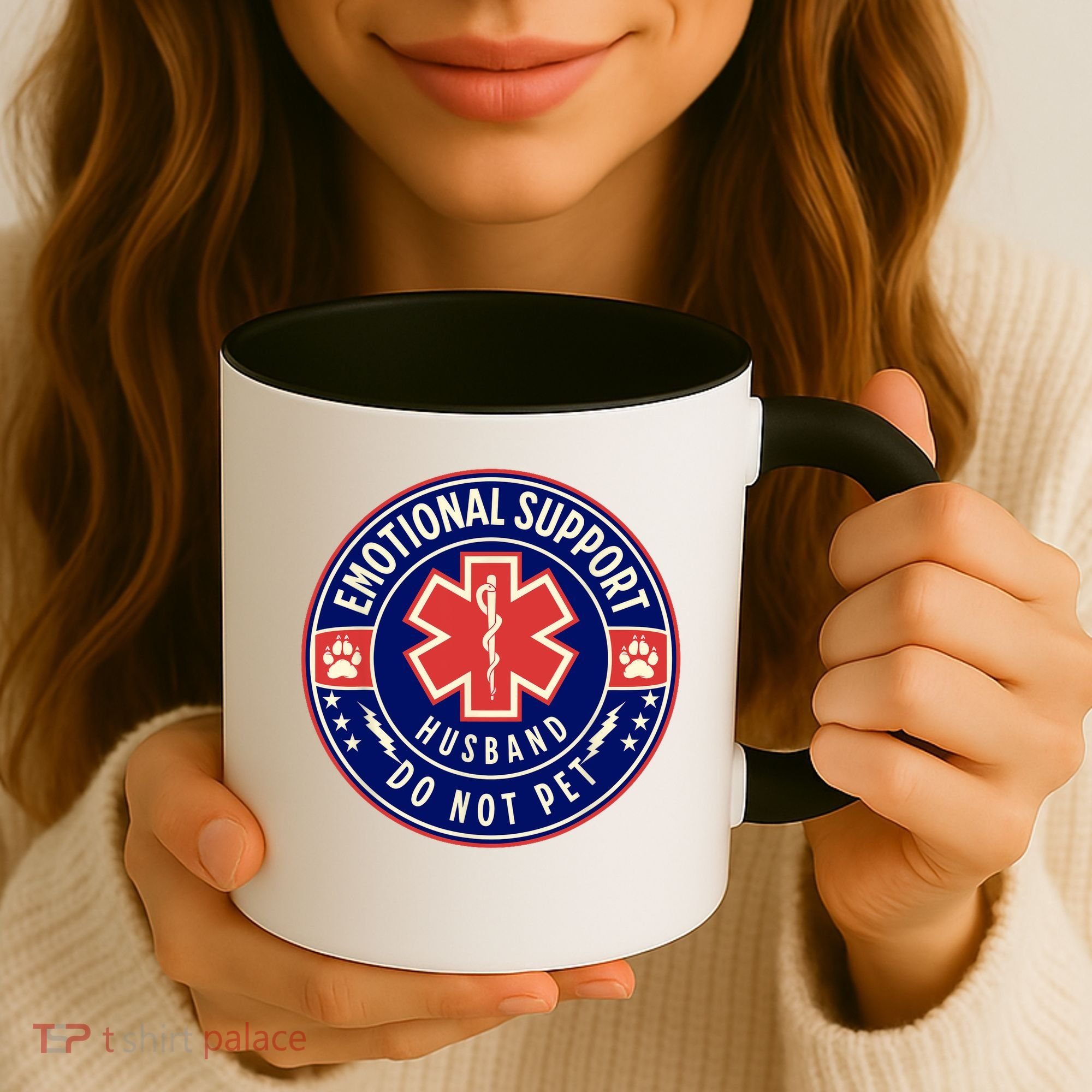 Emotional Support Husband Do Not Pet Service Dog Love Humor Coffee Mug