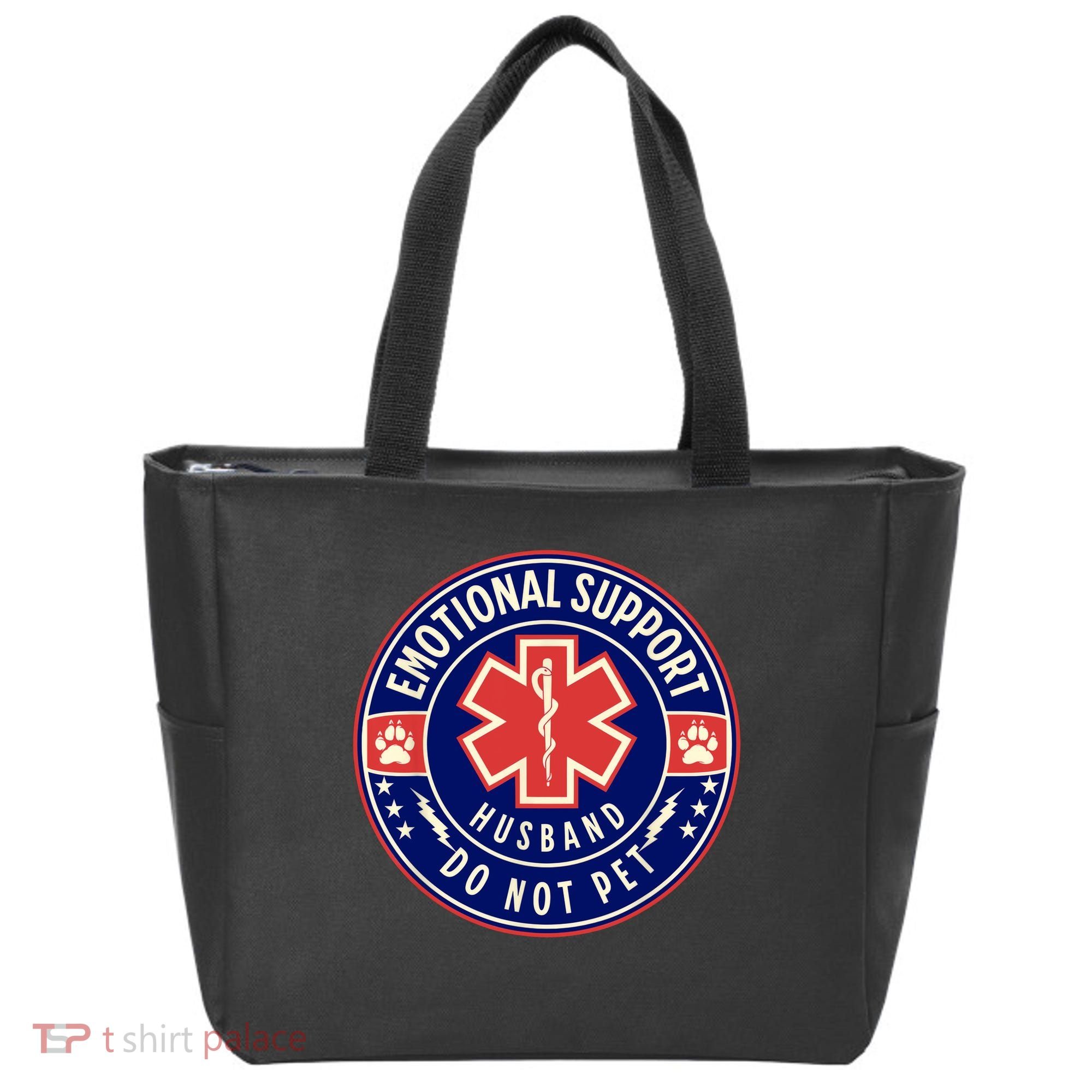 Emotional Support Husband Do Not Pet Service Dog Love Humor Tote Bag