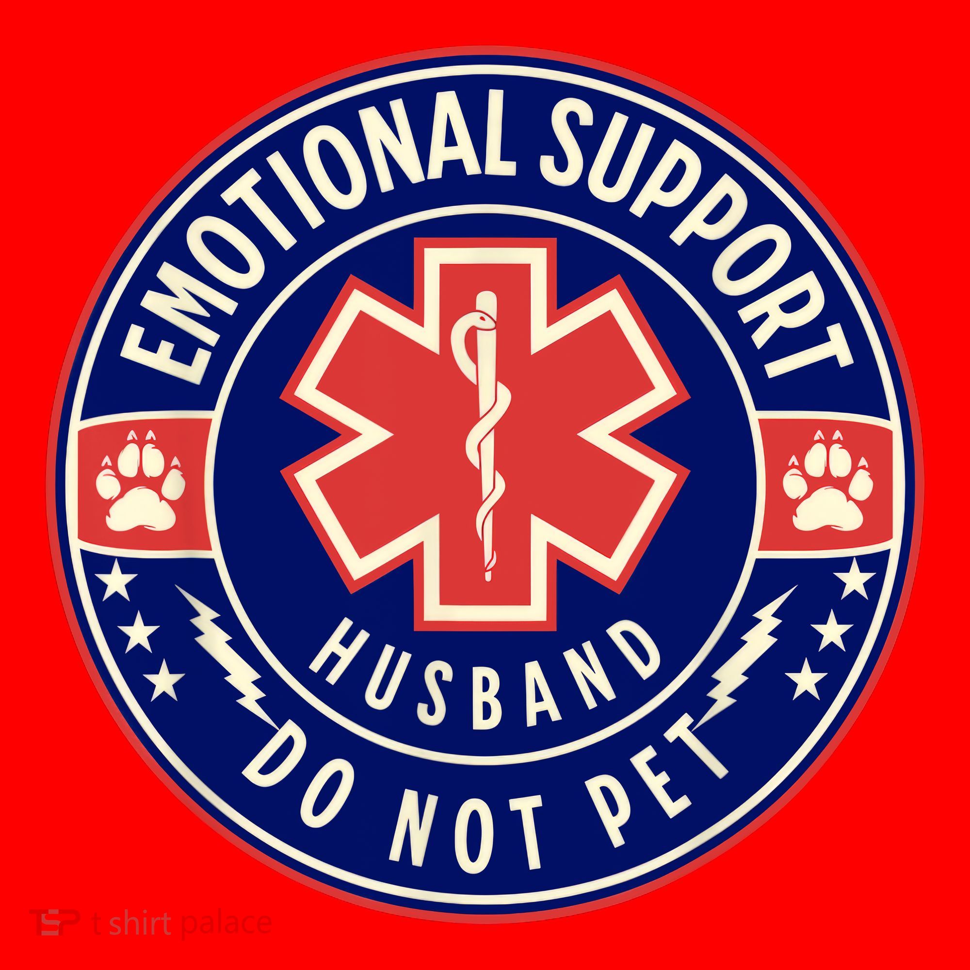 Emotional Support Husband Do Not Pet Service Dog Love Humor Santa Hat
