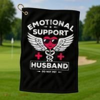 Emotional Support Husband Do Not Pet Golf Towel thumb 1