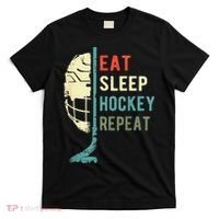 Eat Sleep Hockey Repeat Hockey Funny Ice Hockey T-Shirt thumb 0