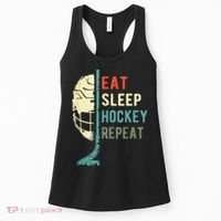 Eat Sleep Hockey Repeat Hockey Funny Ice Hockey Women's Tank Top thumb 0