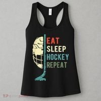 Eat Sleep Hockey Repeat Hockey Funny Ice Hockey Women's Tank Top thumb 3