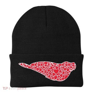 Elephant Seal Hearts Valentine's Day Pup Lover Gift Cute Gift Beanie