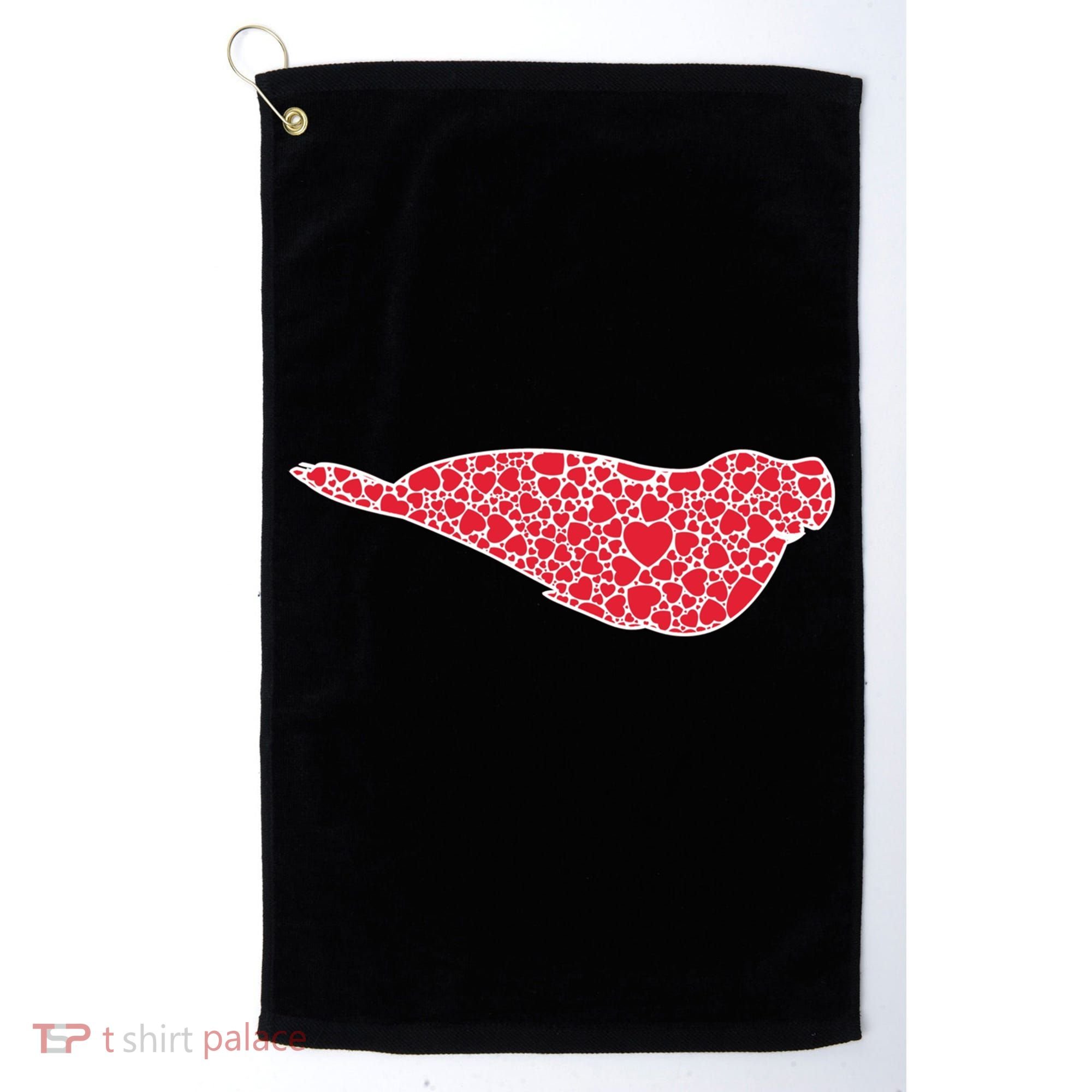 Elephant Seal Hearts Valentine's Day Pup Lover Gift Cute Gift Golf Towel