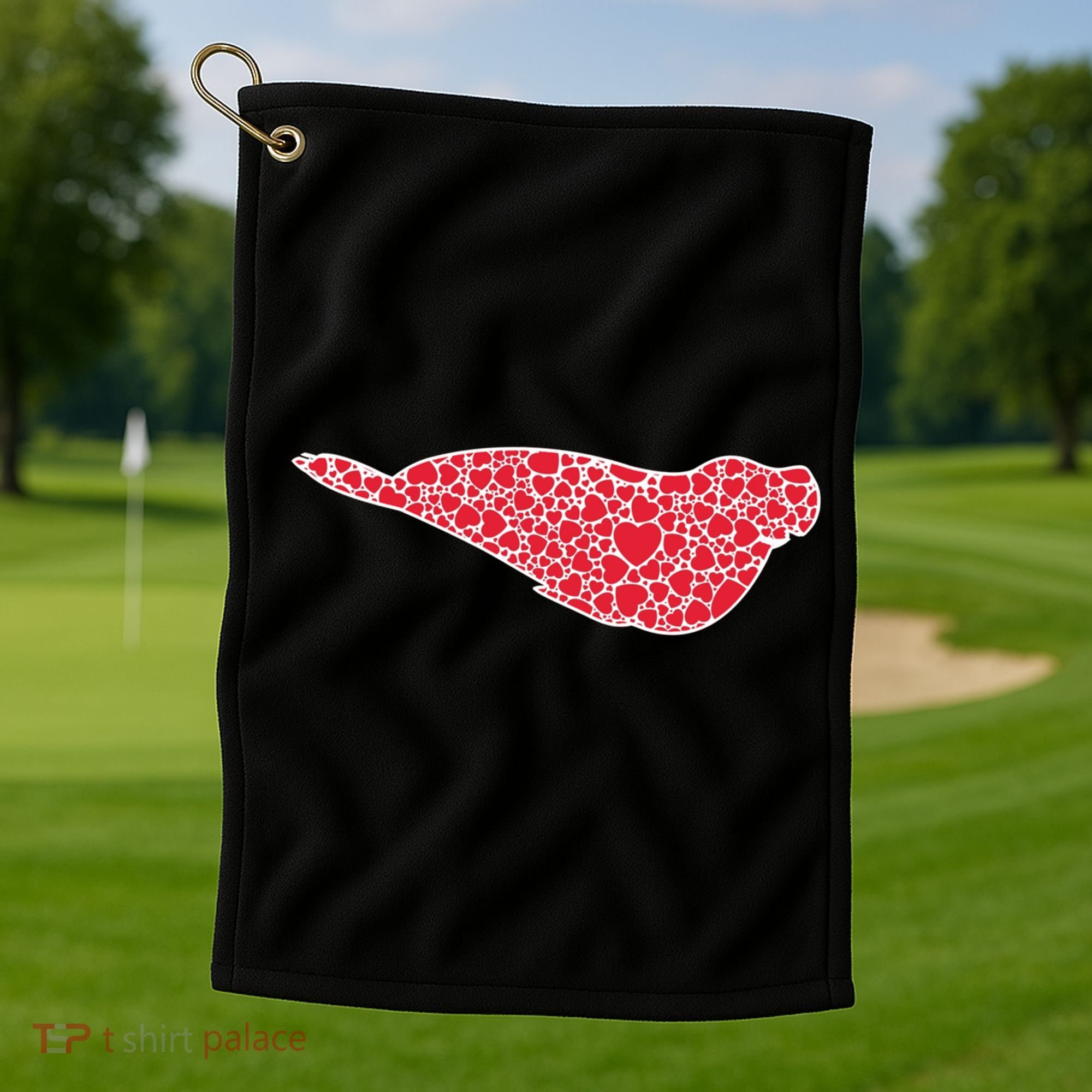 Elephant Seal Hearts Valentine's Day Pup Lover Gift Cute Gift Golf Towel