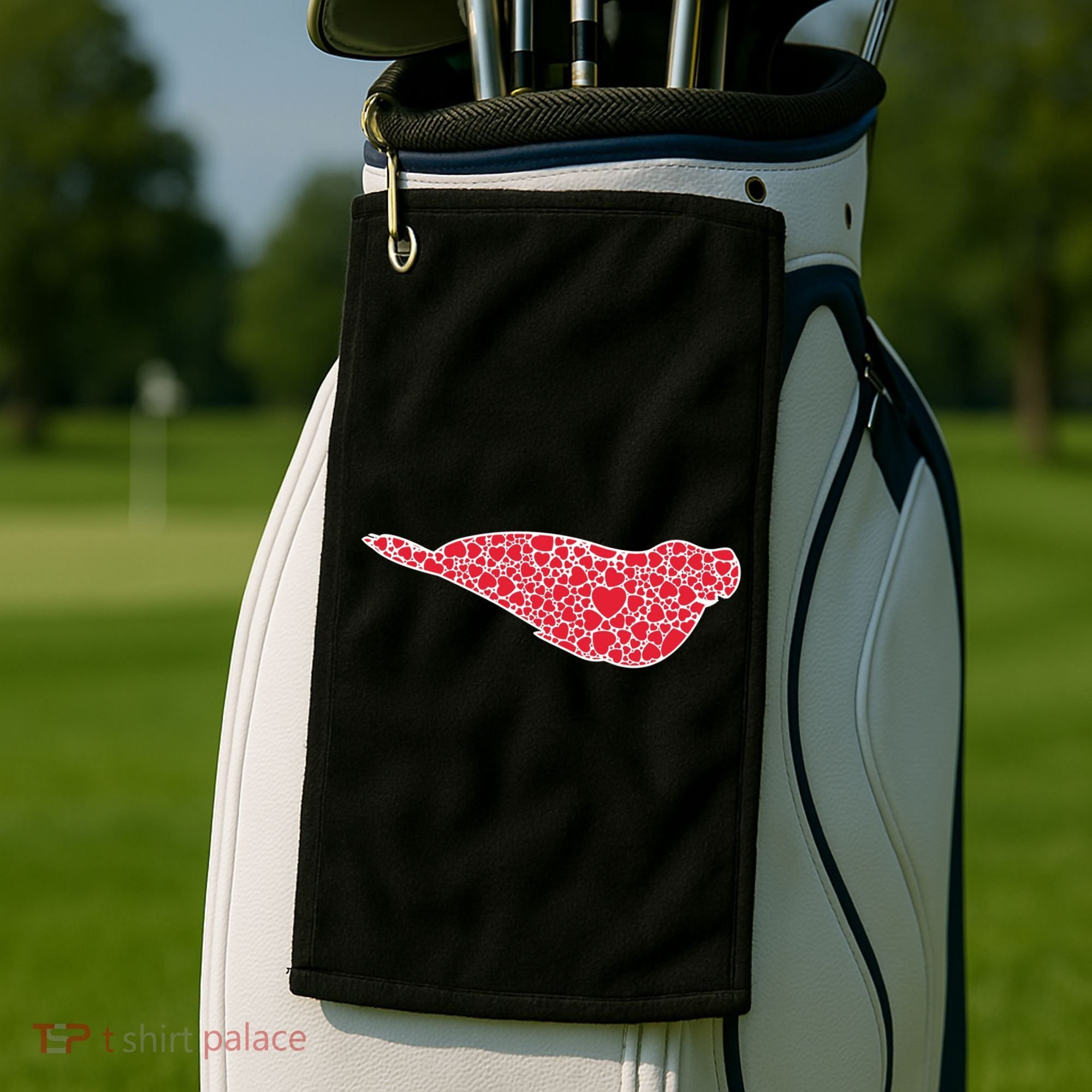 Elephant Seal Hearts Valentine's Day Pup Lover Gift Cute Gift Golf Towel