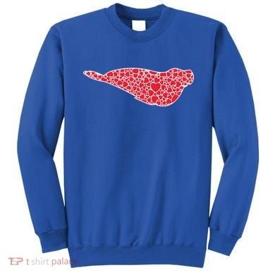 Elephant Seal Hearts Valentine's Day Pup Lover Gift Cute Gift Sweatshirt
