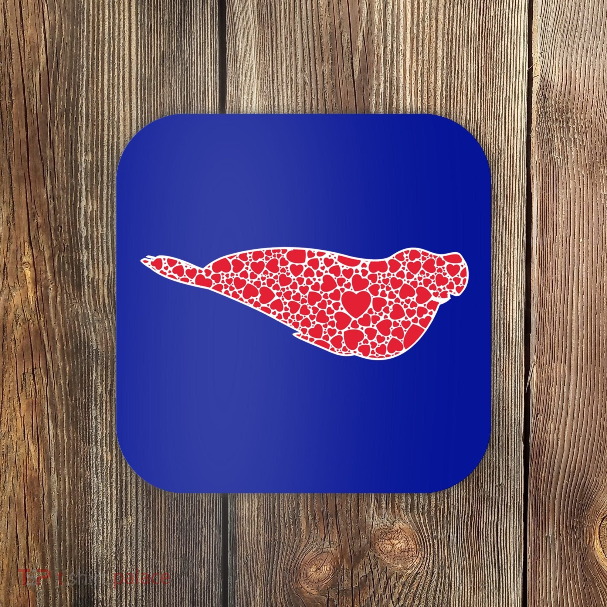 Elephant Seal Hearts Valentine's Day Pup Lover Gift Cute Gift Coaster