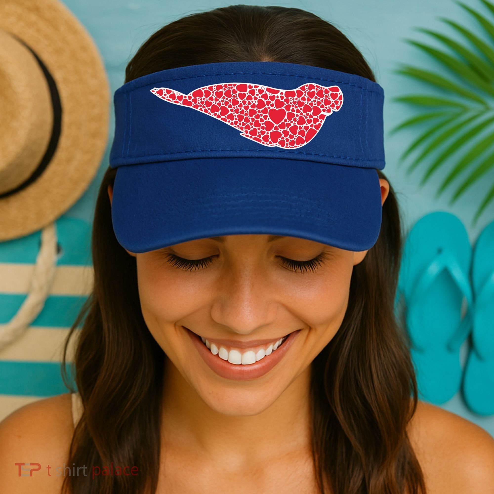 Elephant Seal Hearts Valentine's Day Pup Lover Gift Cute Gift Visor