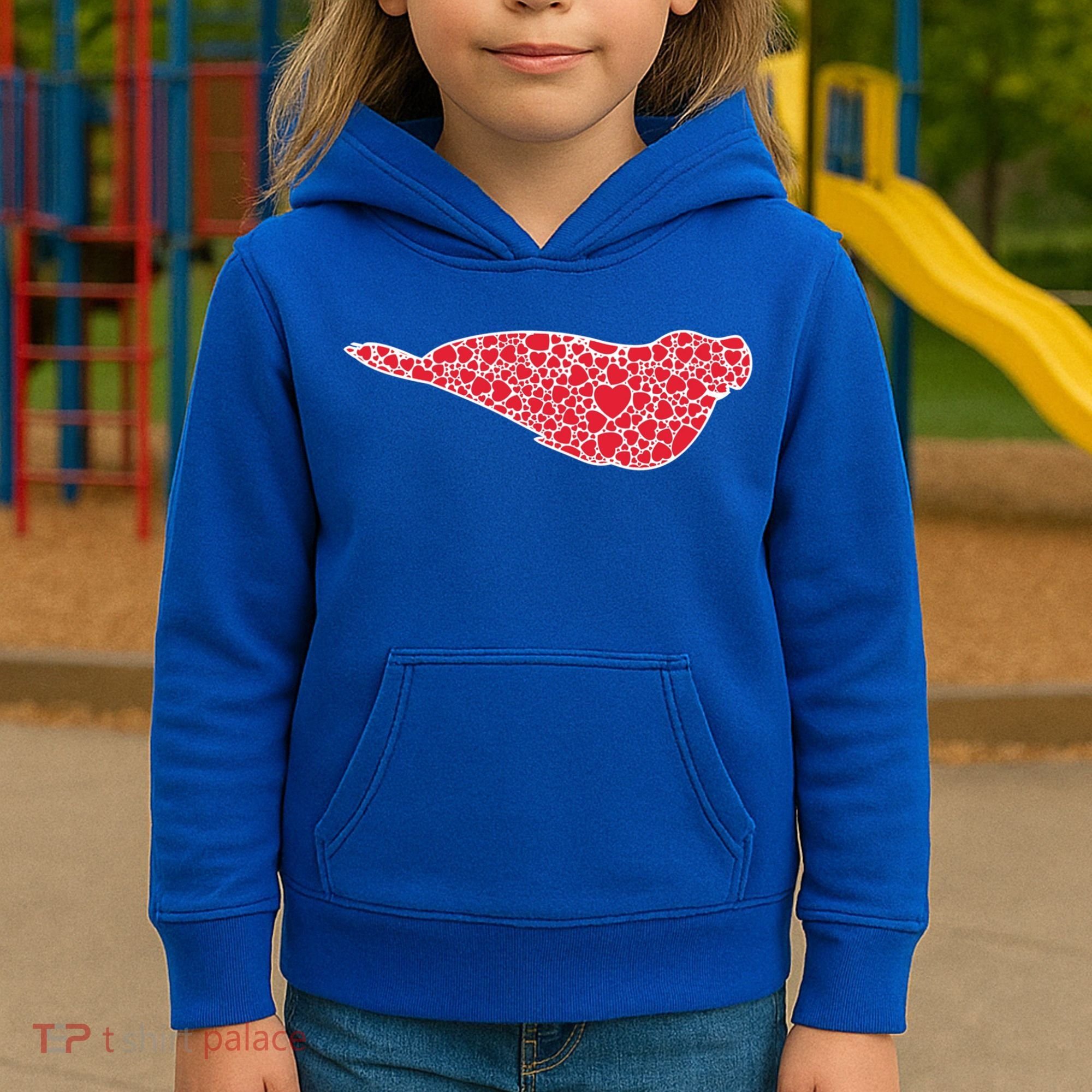 Elephant Seal Hearts Valentine's Day Pup Lover Gift Cute Gift Kids Hoodie