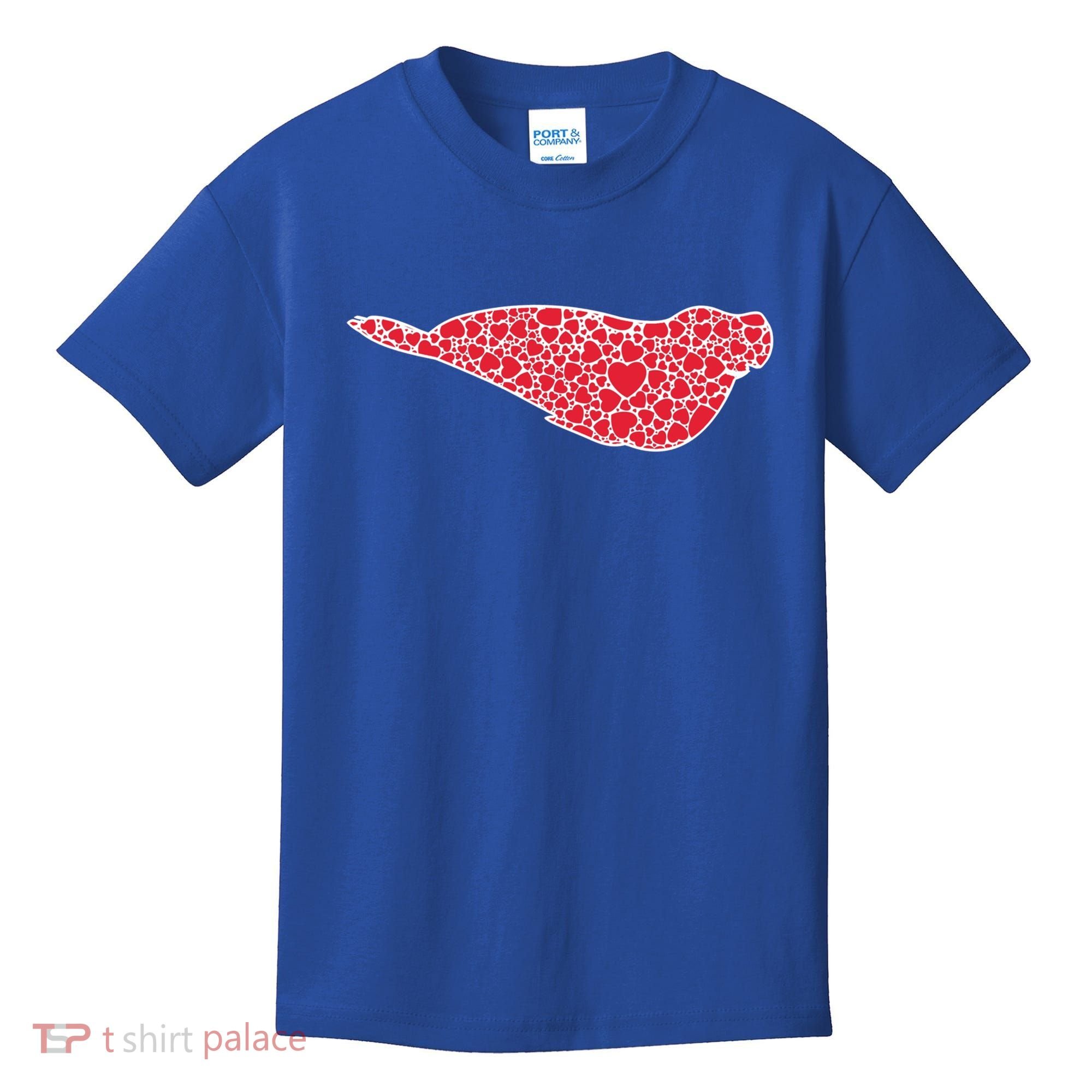 Elephant Seal Hearts Valentine's Day Pup Lover Gift Cute Gift Kids T-Shirt