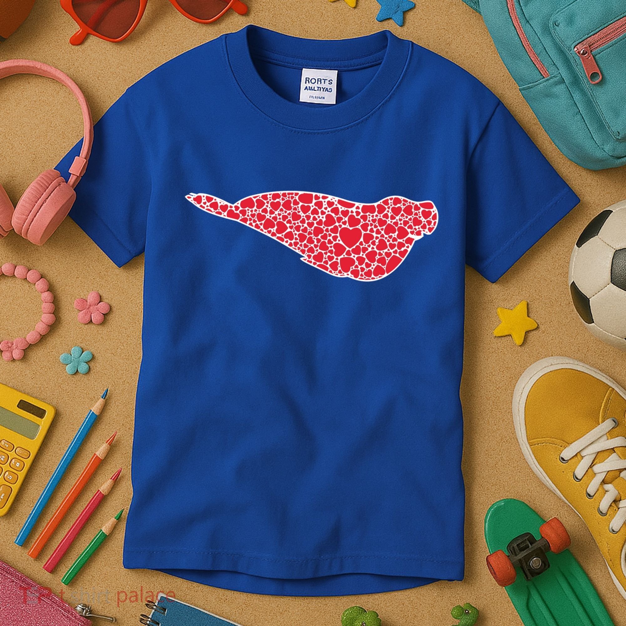 Elephant Seal Hearts Valentine's Day Pup Lover Gift Cute Gift Kids T-Shirt