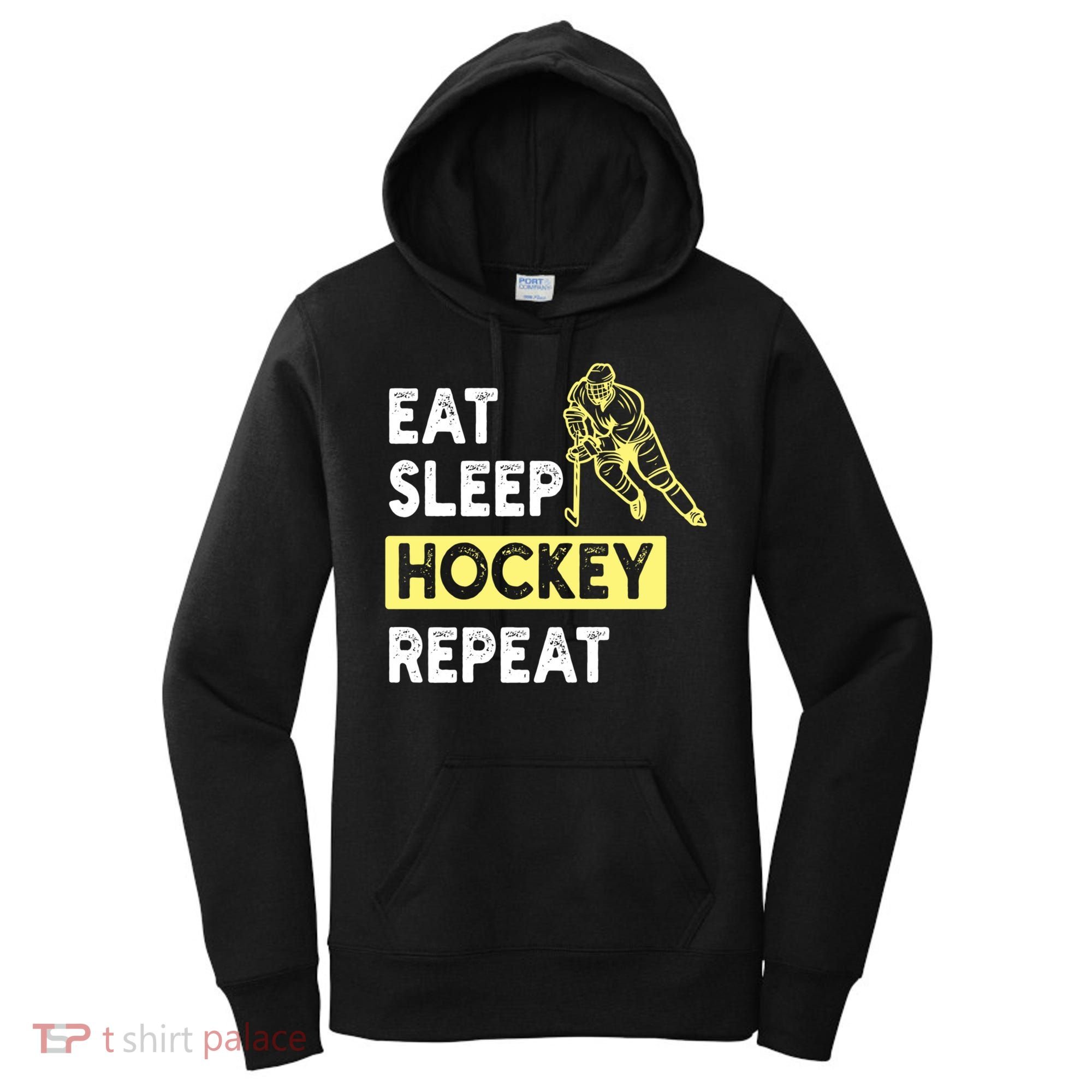 Eat Sleep Hockey Repeat Tee Gift Kids Hockey Lovers Gift Women's Hoodie