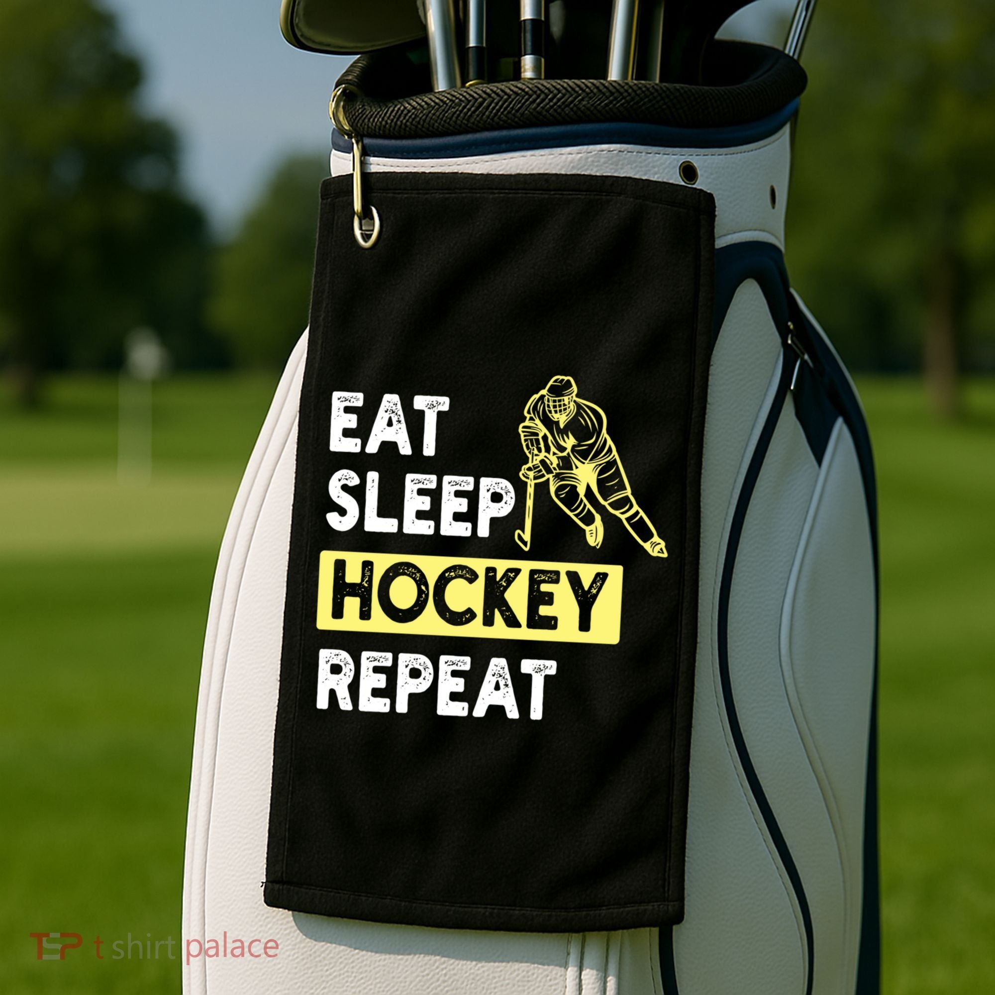 Eat Sleep Hockey Repeat Tee Gift Kids Hockey Lovers Gift Golf Towel