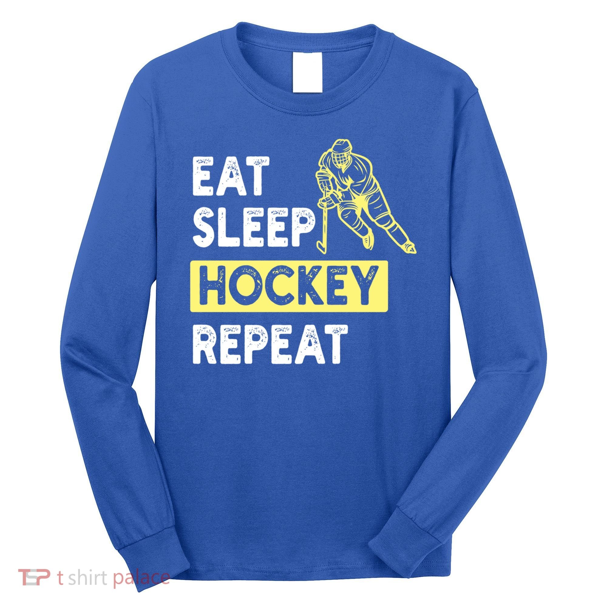 Eat Sleep Hockey Repeat Tee Gift Kids Hockey Lovers Gift Long Sleeve Shirt