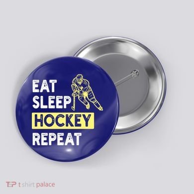 Eat Sleep Hockey Repeat Tee Gift Kids Hockey Lovers Gift Button