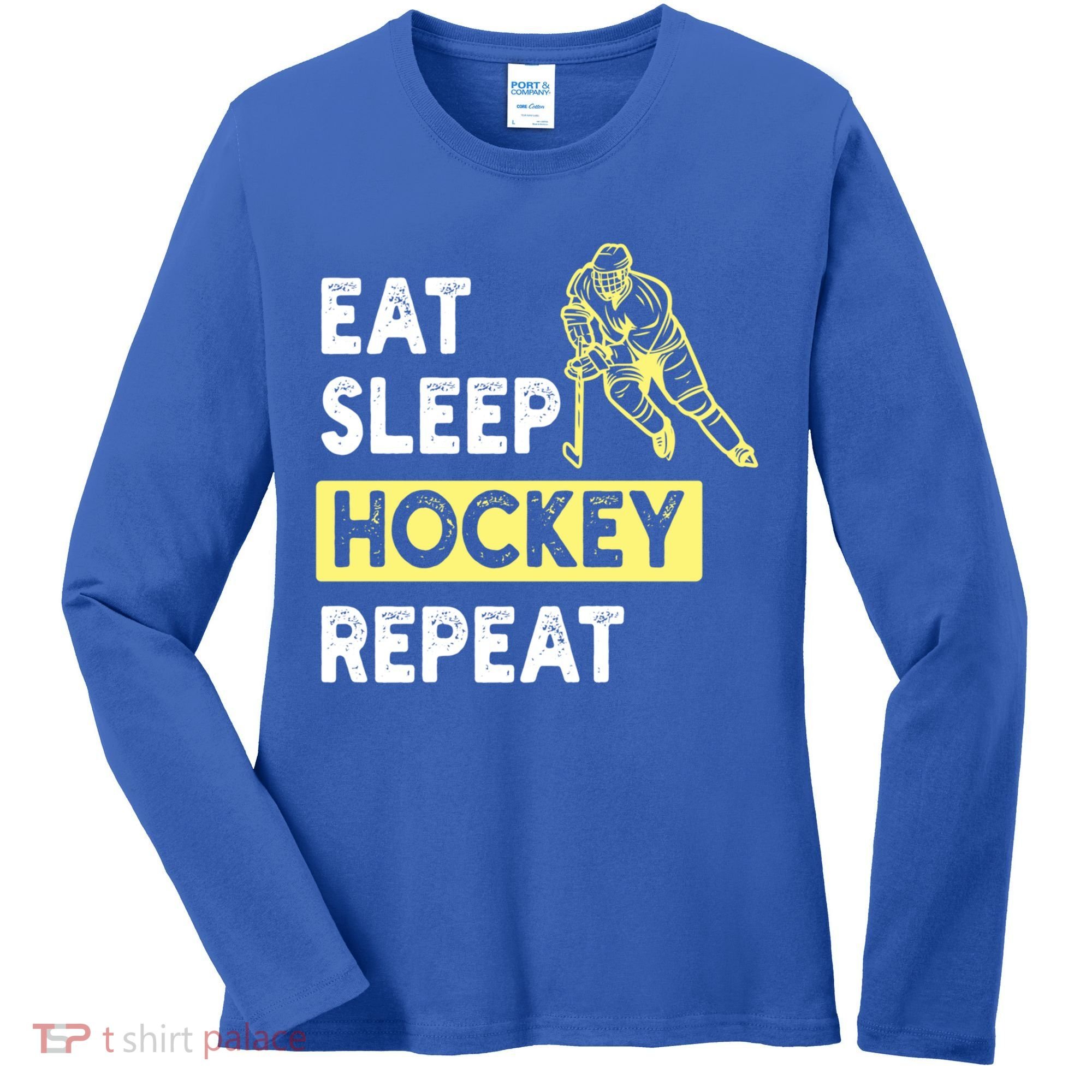 Eat Sleep Hockey Repeat Tee Gift Kids Hockey Lovers Gift Women's Long Sleeve Shirt