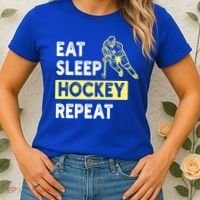 Eat Sleep Hockey Repeat Tee Gift Kids Hockey Lovers Gift Women's T-Shirt thumb 2