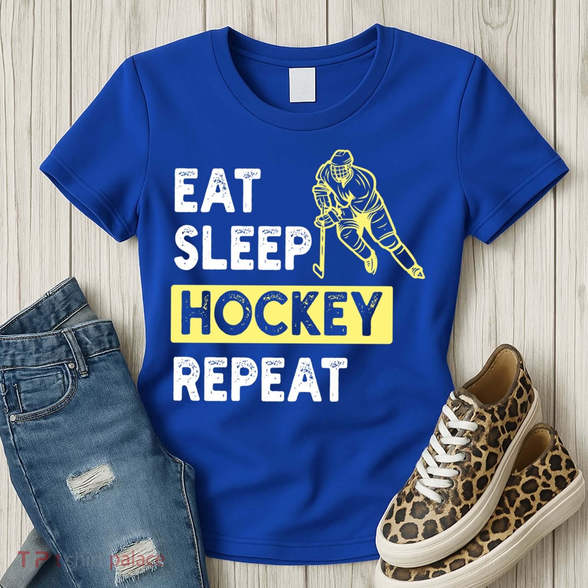 Eat Sleep Hockey Repeat Tee Gift Kids Hockey Lovers Gift Women's T-Shirt