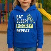 Eat Sleep Hockey Repeat Tee Gift Kids Hockey Lovers Gift Kids Hoodie thumb 3