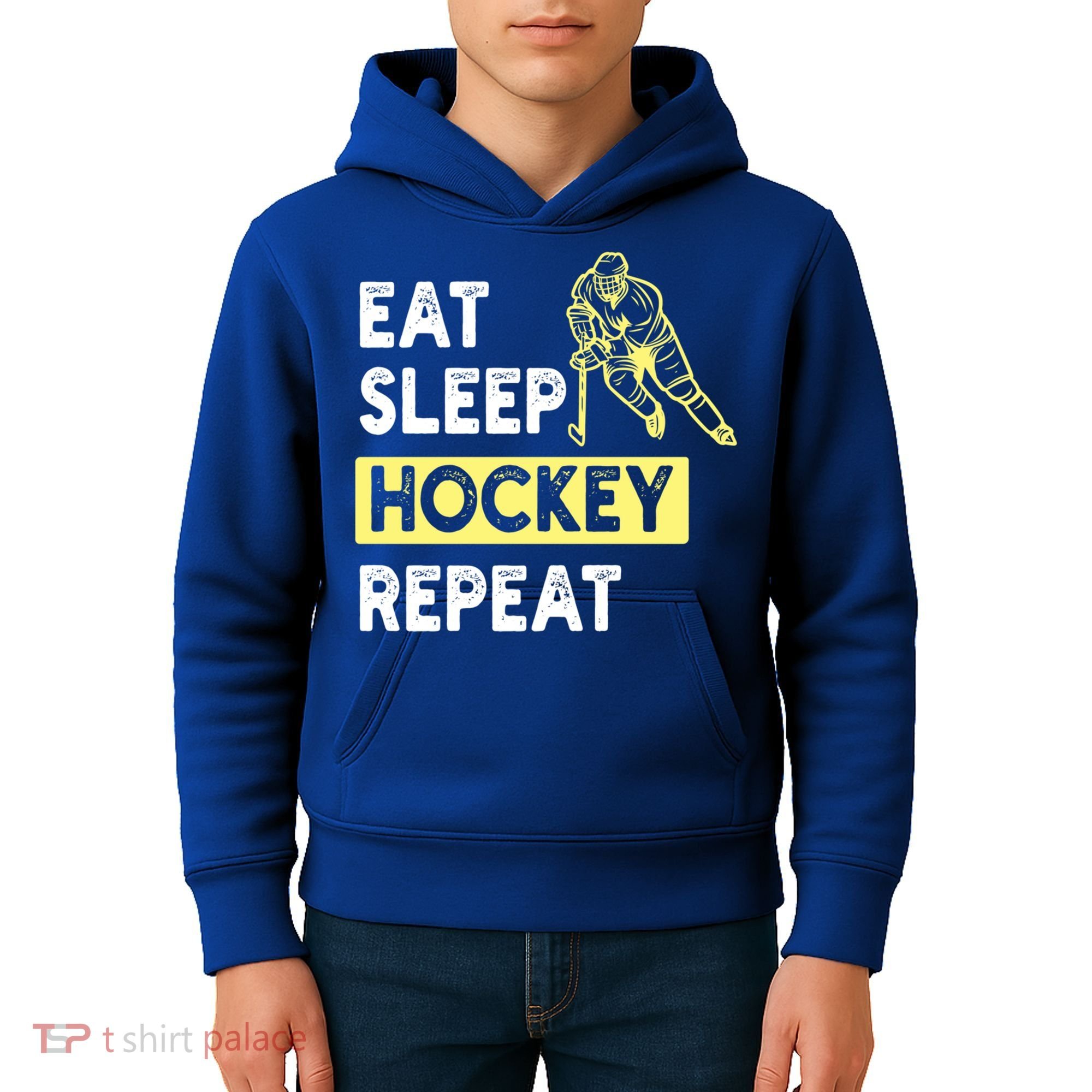 Eat Sleep Hockey Repeat Tee Gift Kids Hockey Lovers Gift Kids Hoodie