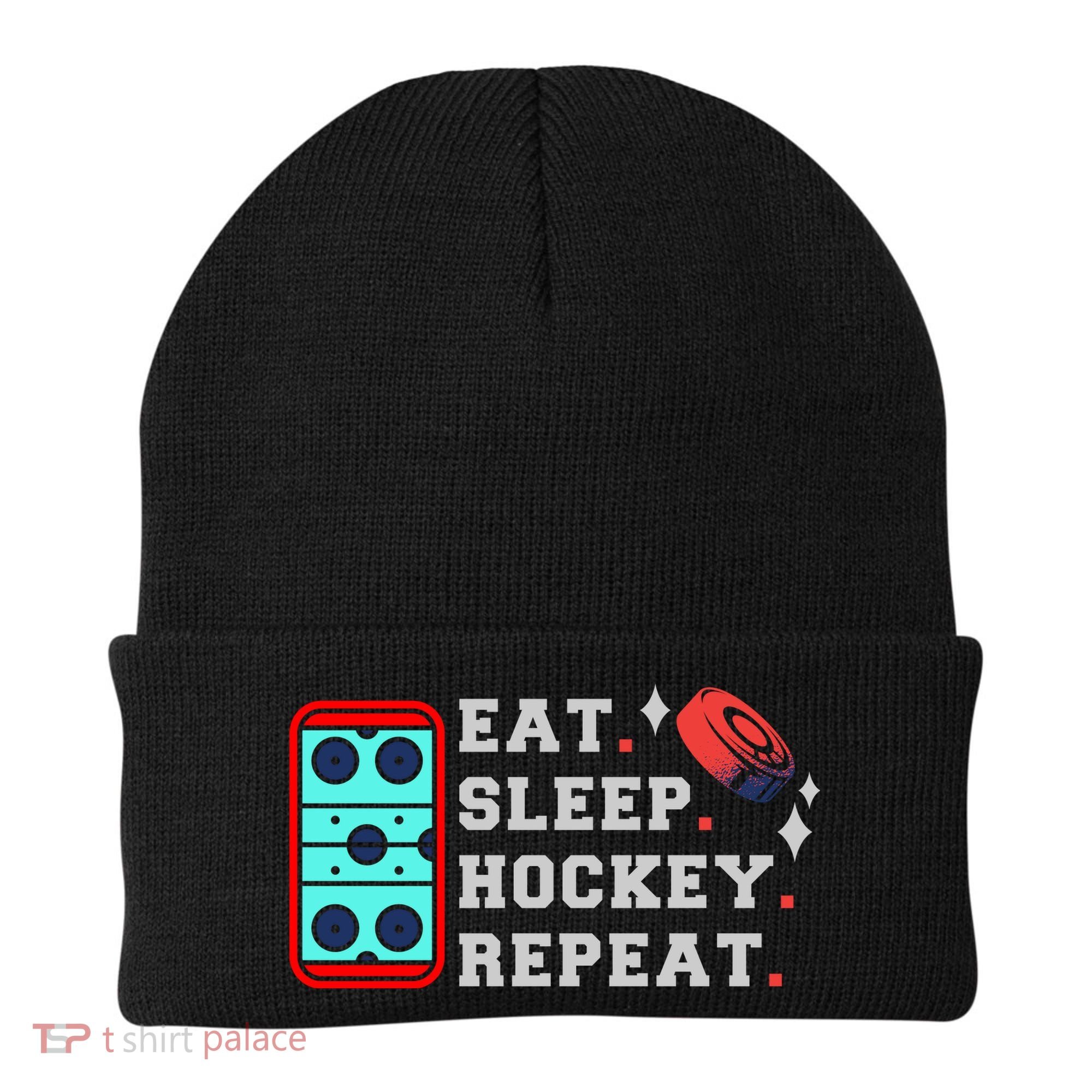 Eat Sleep Hockey Repeat Beanie