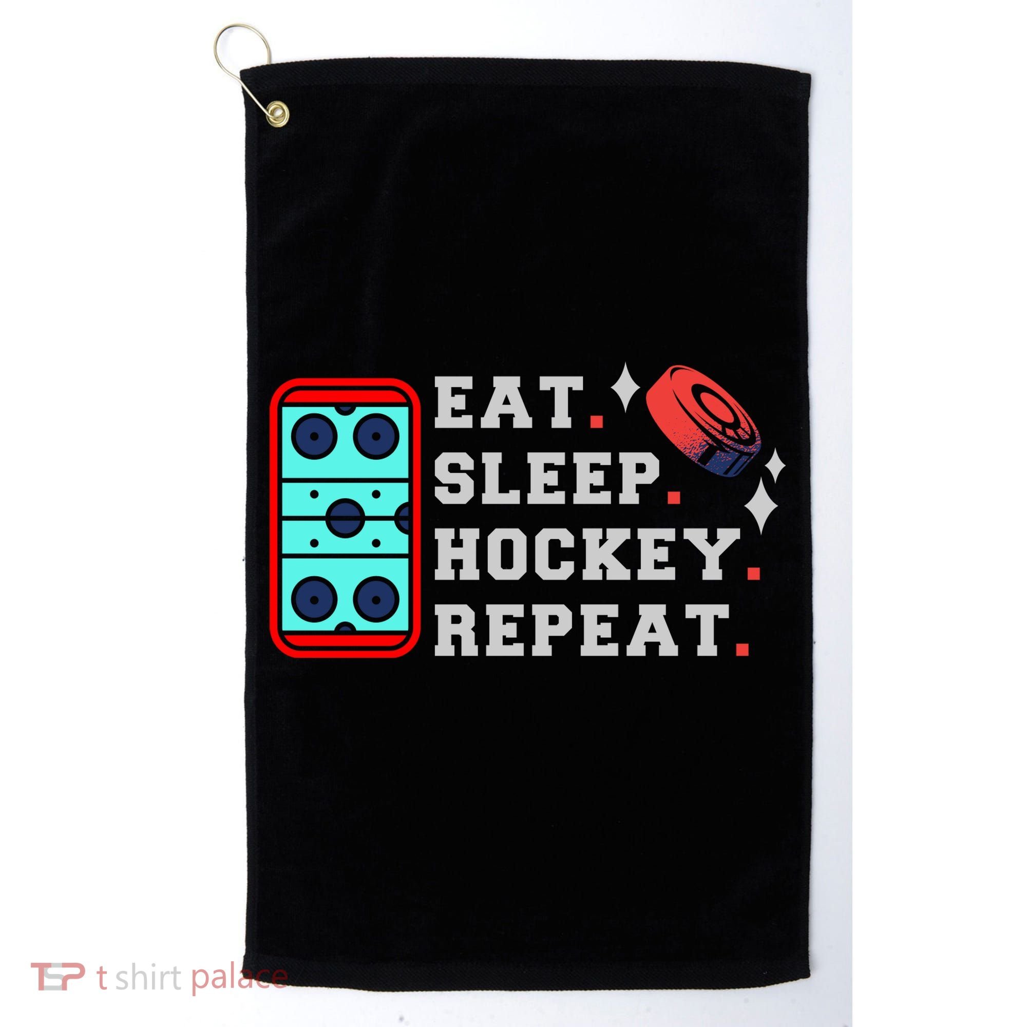Eat Sleep Hockey Repeat Golf Towel