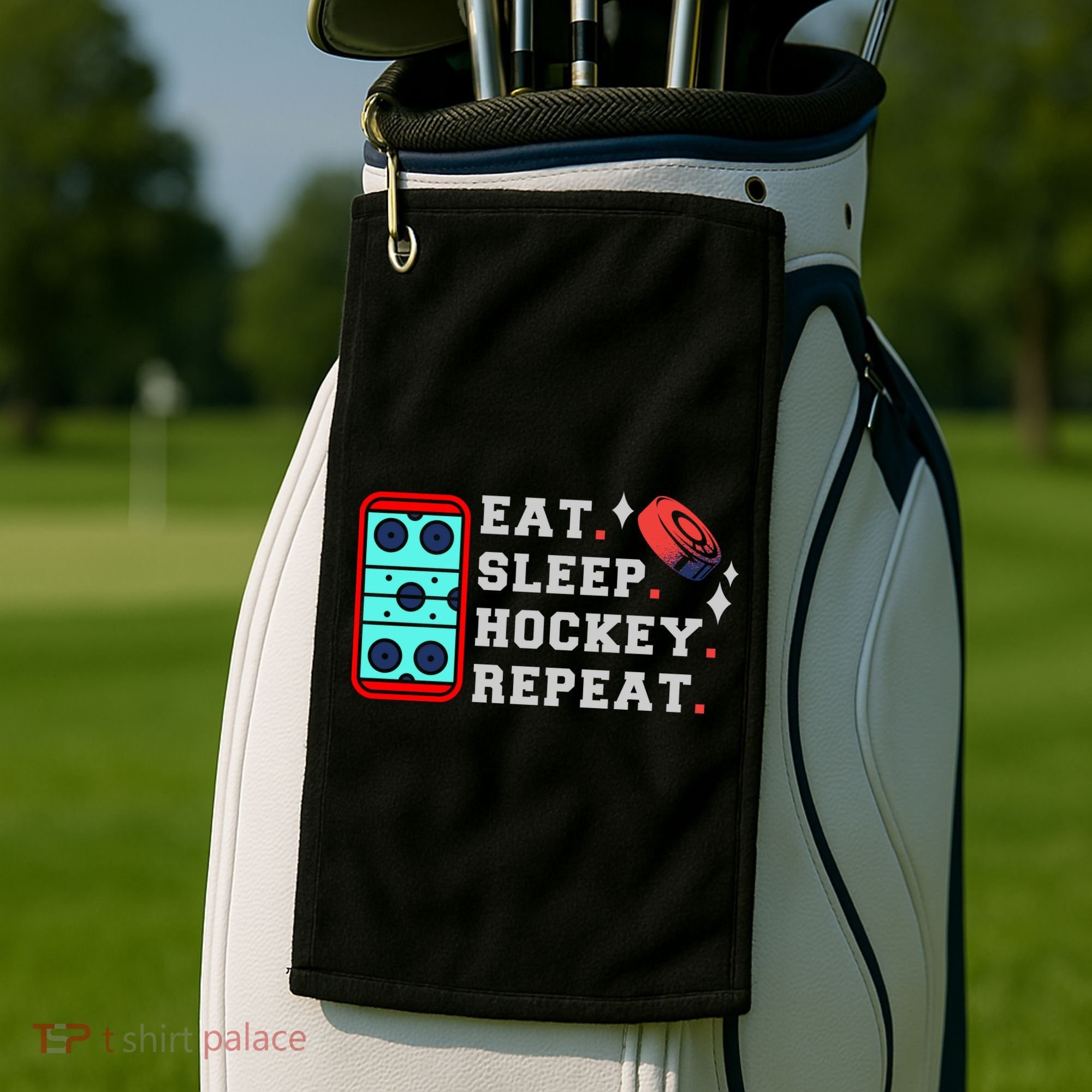 Eat Sleep Hockey Repeat Golf Towel