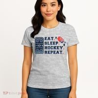 Eat Sleep Hockey Repeat Women's T-Shirt thumb 4