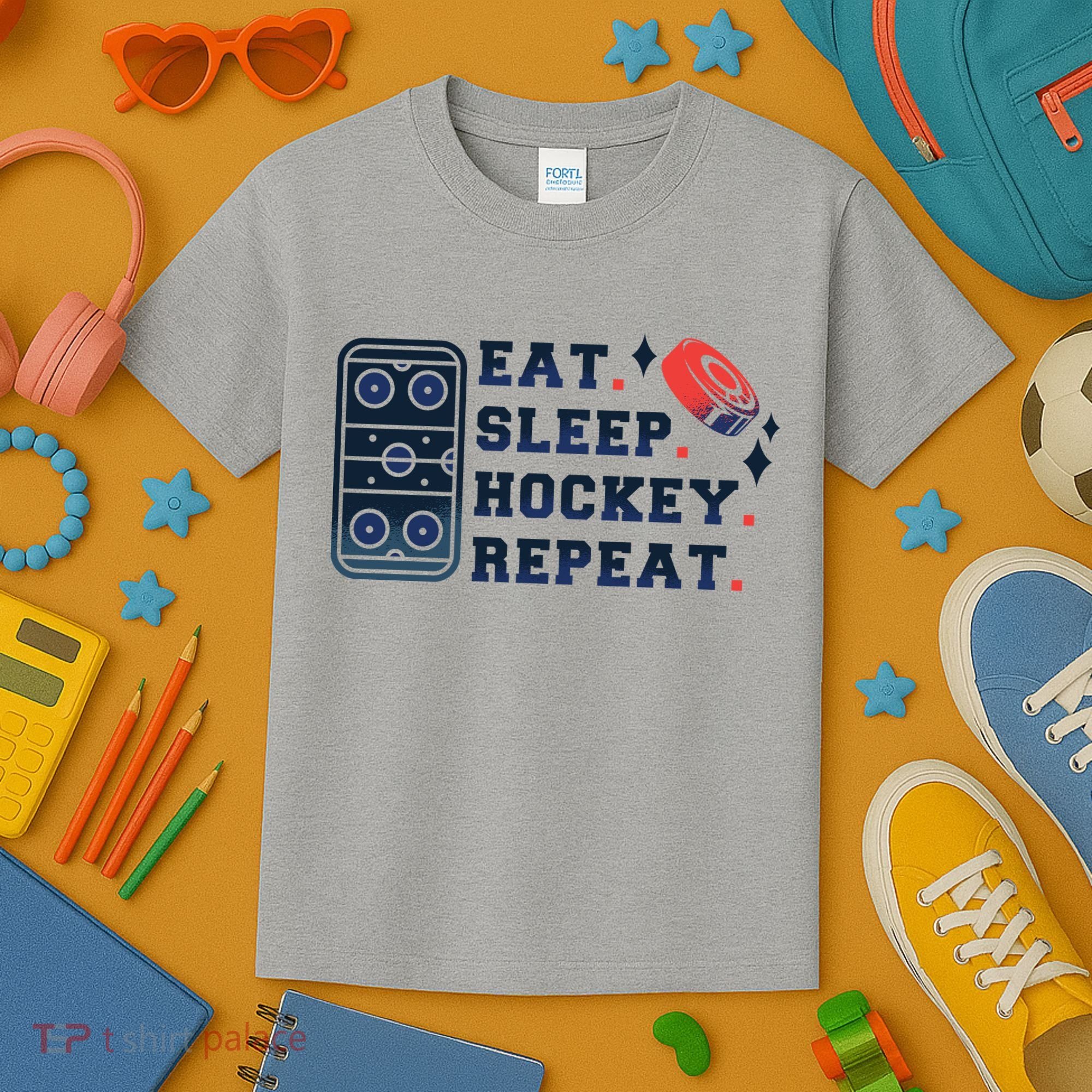 Eat Sleep Hockey Repeat Kids T-Shirt