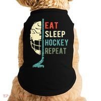 Eat Sleep Hockey Repeat Hockey Retro Ice Hockey Doggie Tank thumb 0