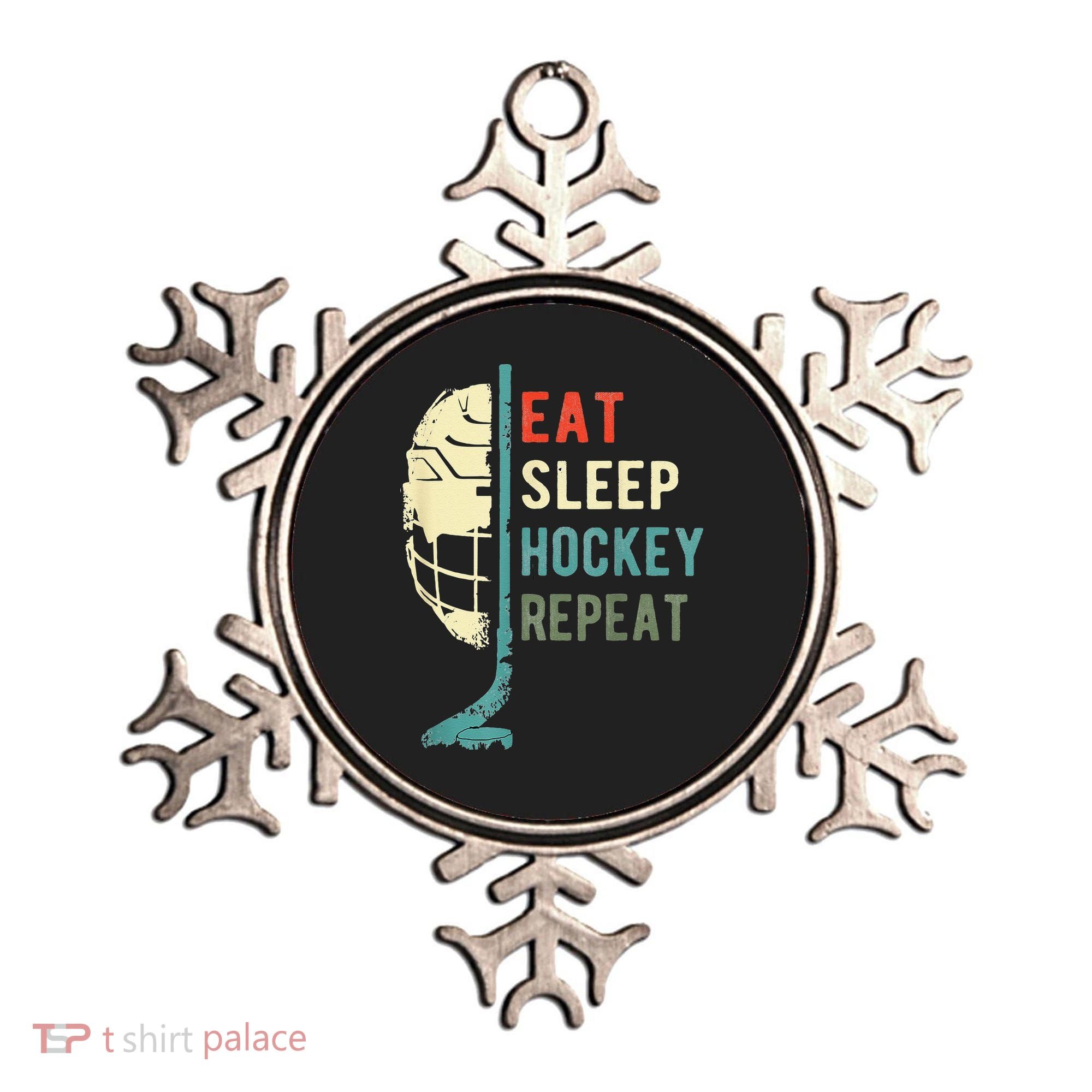 Eat Sleep Hockey Repeat Hockey Retro Ice Hockey Ornament
