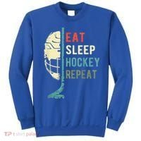 Eat Sleep Hockey Repeat Hockey Retro Ice Hockey Sweatshirt thumb 0
