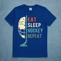 Eat Sleep Hockey Repeat Hockey Retro Ice Hockey T-Shirt thumb 5