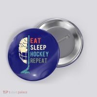Eat Sleep Hockey Repeat Hockey Retro Ice Hockey Button thumb 0