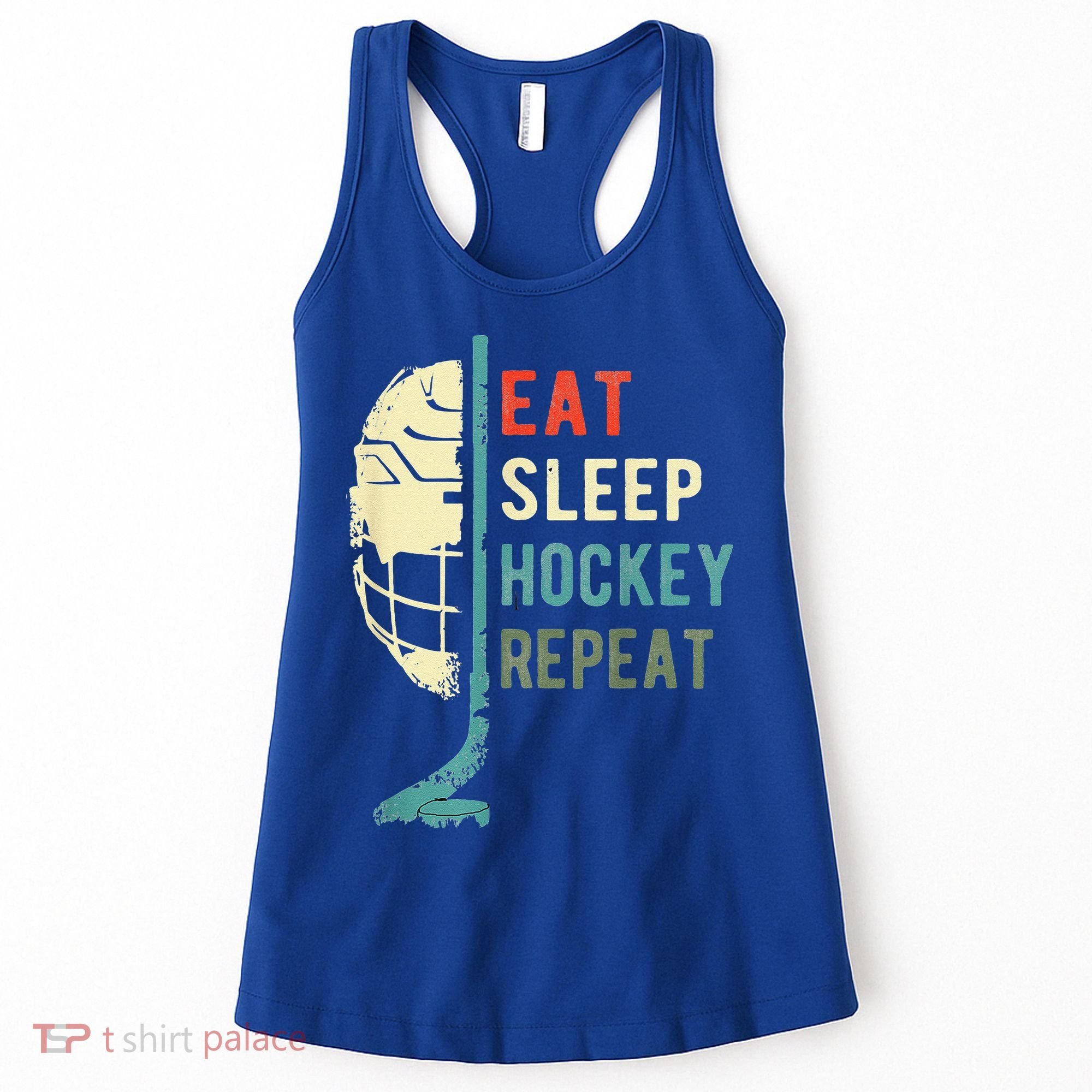 Eat Sleep Hockey Repeat Hockey Retro Ice Hockey Women's Tank Top