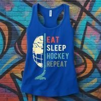 Eat Sleep Hockey Repeat Hockey Retro Ice Hockey Women's Tank Top thumb 3