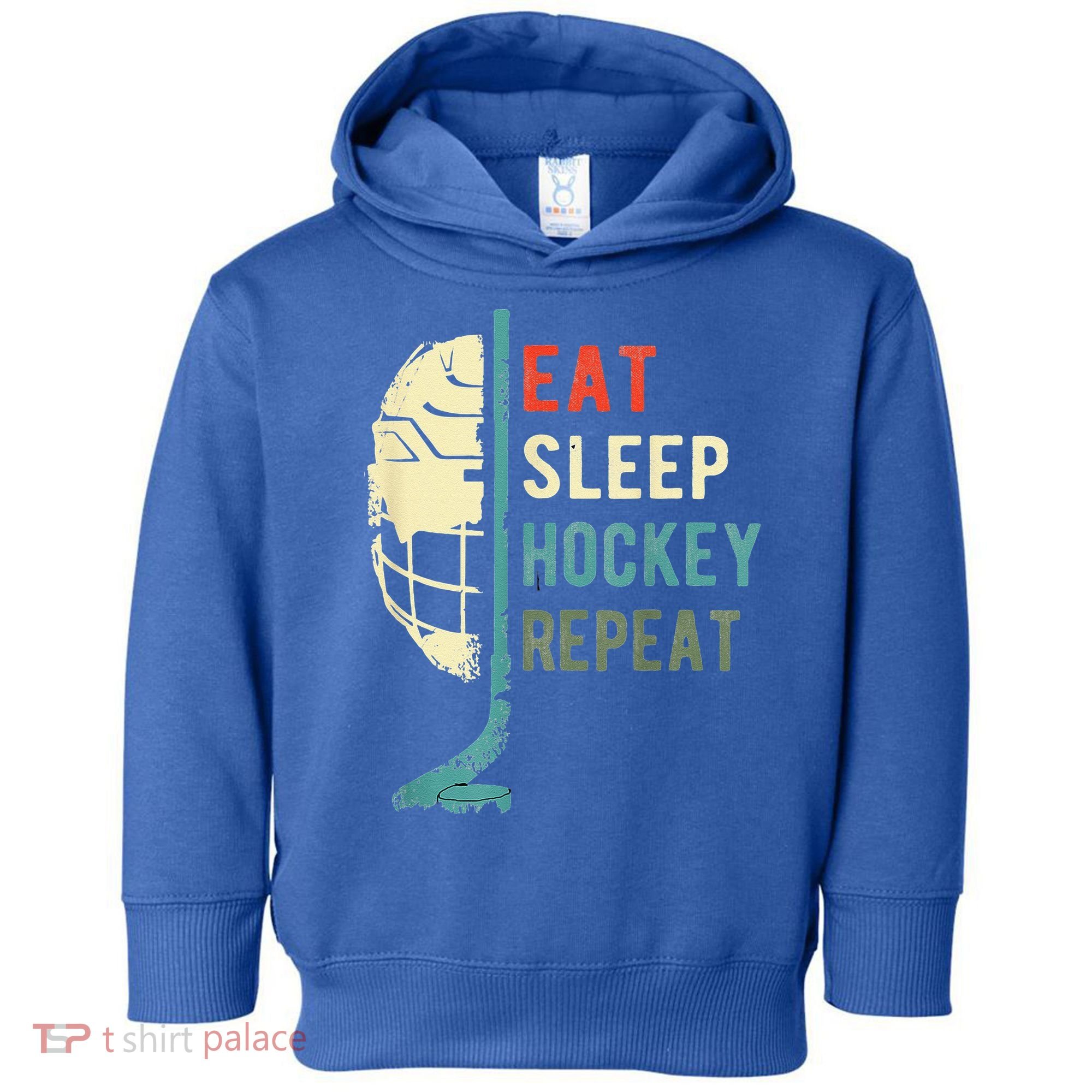 Eat Sleep Hockey Repeat Hockey Retro Ice Hockey Toddler Hoodie
