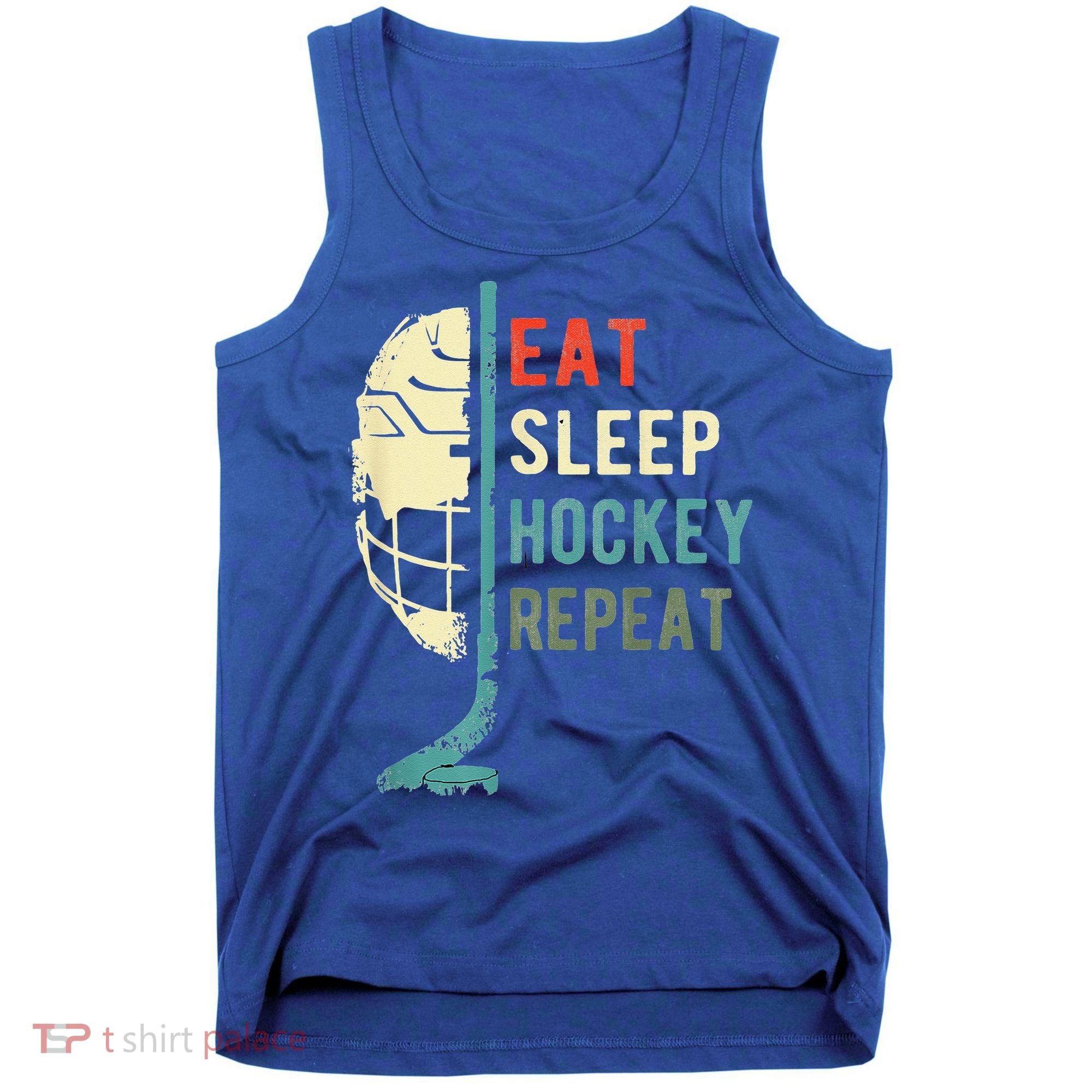 Eat Sleep Hockey Repeat Hockey Retro Ice Hockey Tank Top