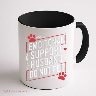 Emotional Support Husband Do Not Pet Women Funny Coffee Mug back