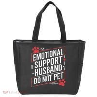 Emotional Support Husband Do Not Pet Women Funny Tote Bag thumb 0