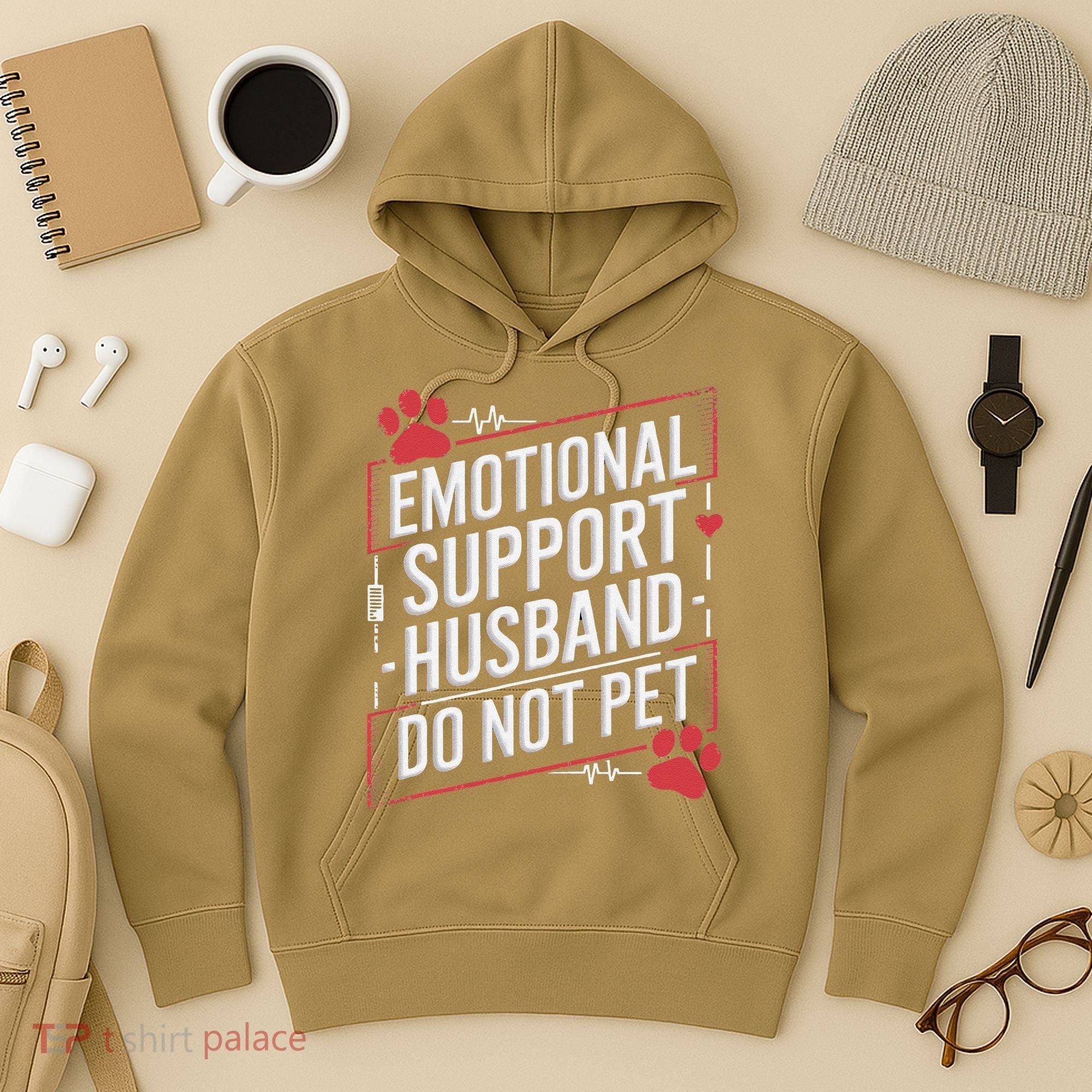 Emotional Support Husband Do Not Pet Women Funny Hoodie