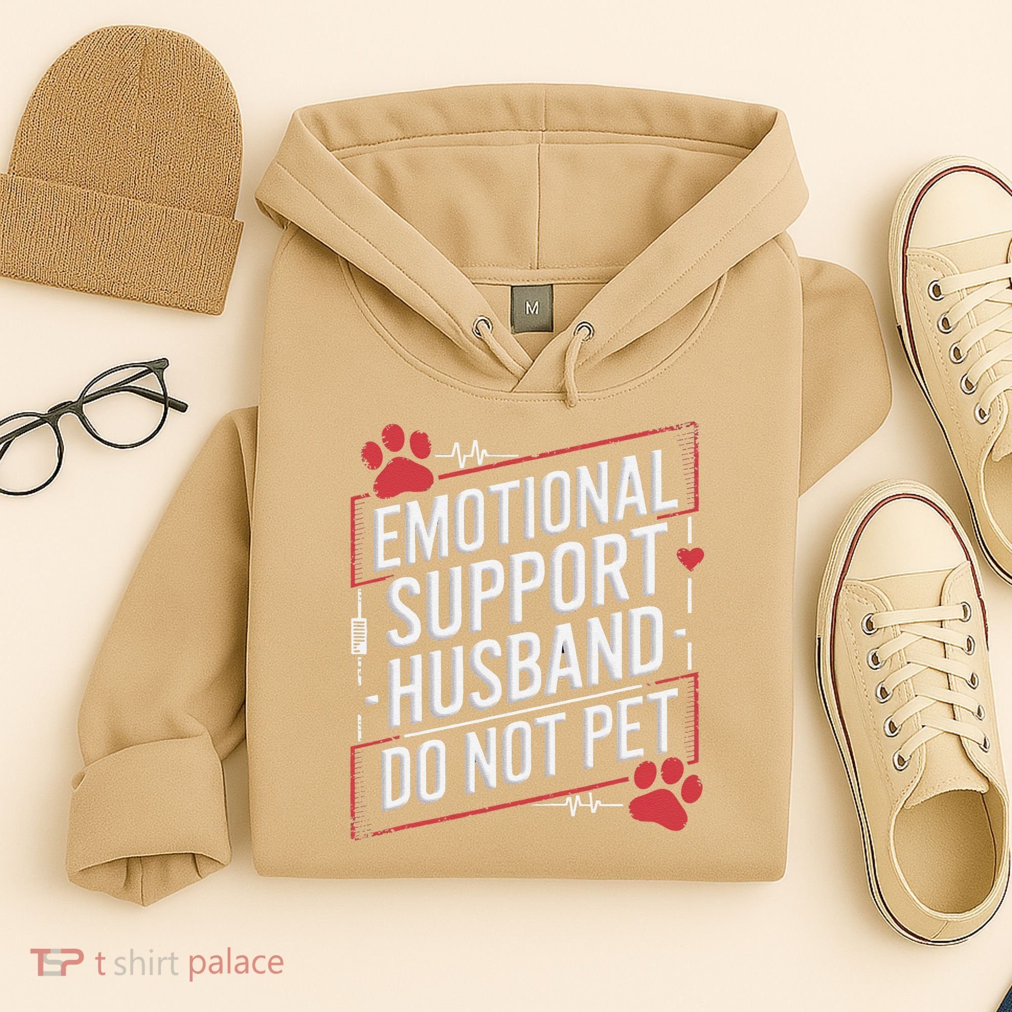 Emotional Support Husband Do Not Pet Women Funny Hoodie
