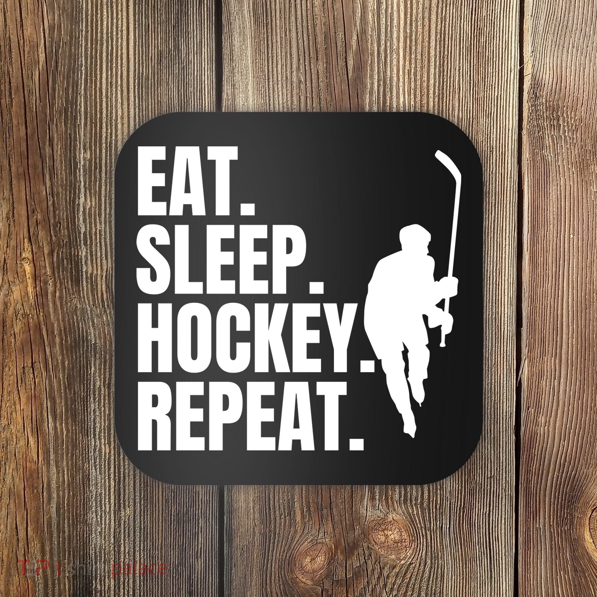 Eat Sleep Hockey Repeat Funny Coaster