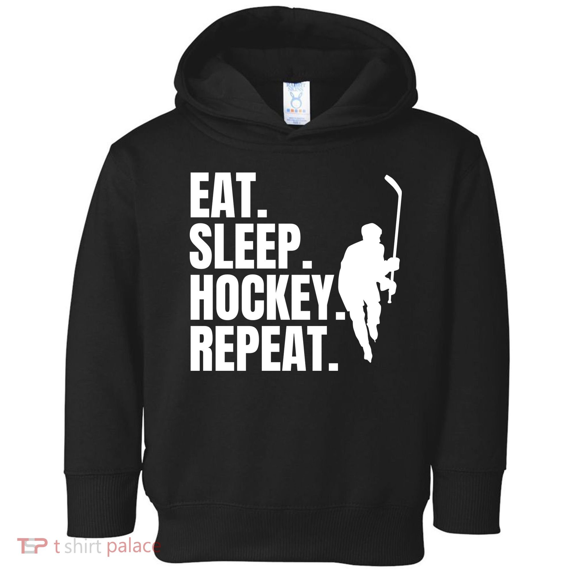 Eat Sleep Hockey Repeat Funny Toddler Hoodie
