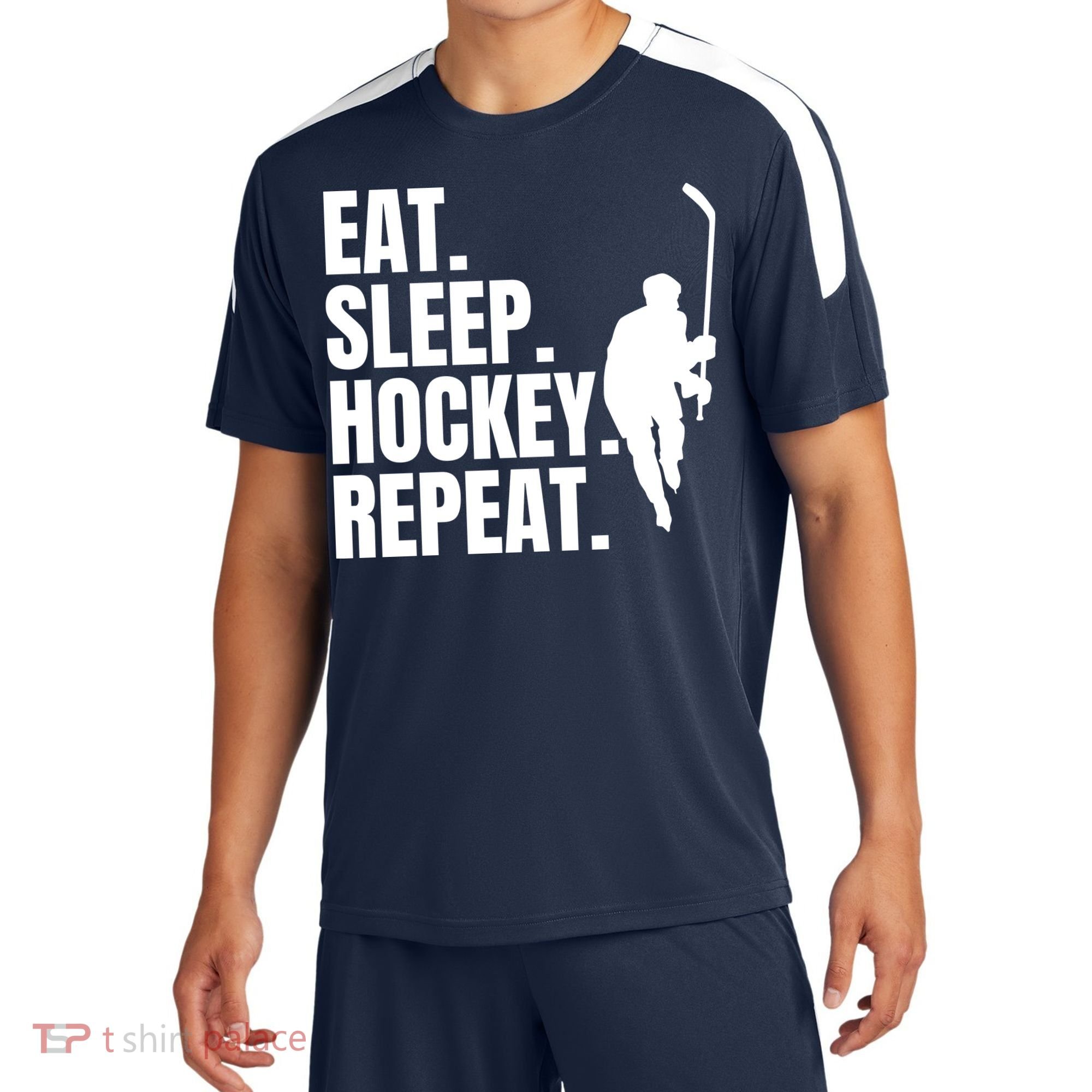 Eat Sleep Hockey Repeat Funny Sport-Tek Competitor United Soccer Jersey