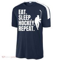 Eat Sleep Hockey Repeat Funny Sport-Tek Competitor United Soccer Jersey thumb 2