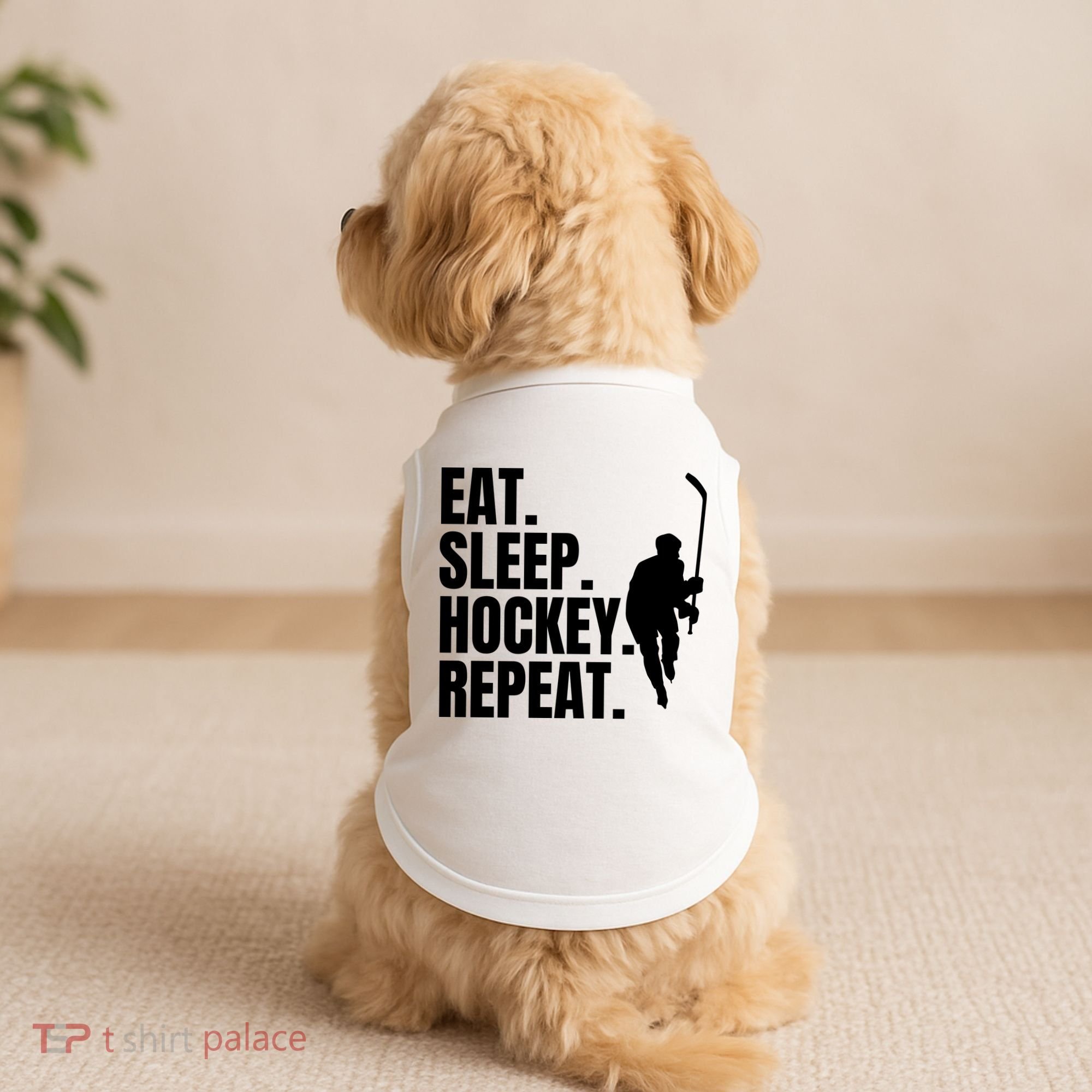 Eat Sleep Hockey Repeat Funny Doggie Tank