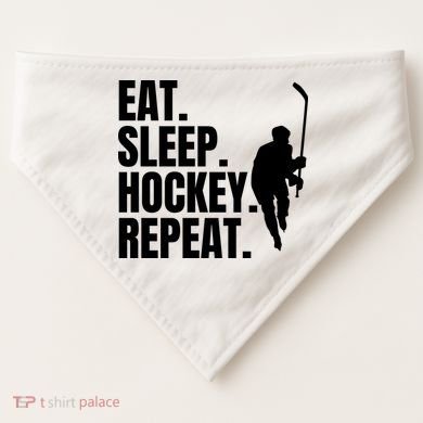 Eat Sleep Hockey Repeat Funny USA-Made Doggie Bandana